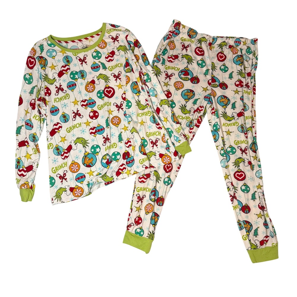 Dr Seuss The Grinch Christmas Pajamas Sleep Set Women XL 16 18 Long Sleeve Pants